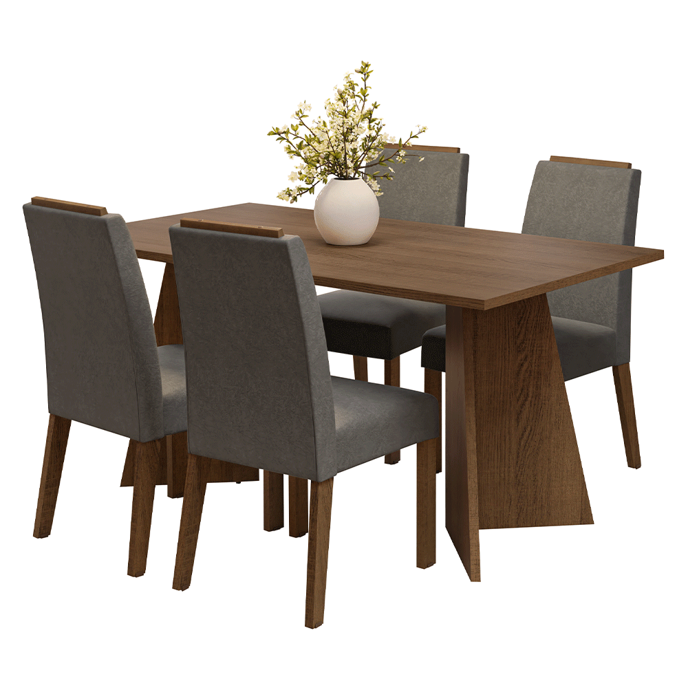 Juego de Comedor Encimera de Madera 4 Sillas Marrón/Silver Évora Madesa