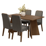 Juego de Comedor Encimera de Madera 4 Sillas Marrón/Silver Évora Madesa