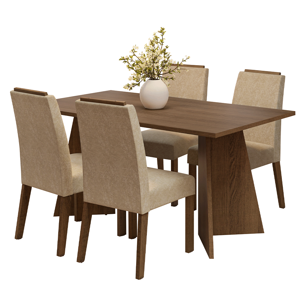 Juego de Comedor Encimera de Madera 4 Sillas Marrón/Imperial Évora Madesa