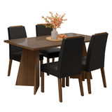 Conjunto de Comedor Encimera de Vidrio 4 Sillas Marrón/Oxford Braga Madesa