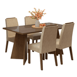 Conjunto de Comedor Encimera de Vidrio 4 Sillas Marrón/Imperial Braga Madesa