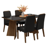 Conjunto de Comedor Encimera de Vidrio 4 Sillas Marrón/Negro/Oxford Braga Madesa