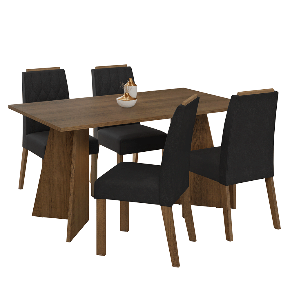 Juego de Comedor Encimera de Madera 4 Sillas Marrón/Oxford Tulum Madesa