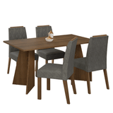 Juego de Comedor Encimera de Madera 4 Sillas Marrón/Silver Tulum Madesa