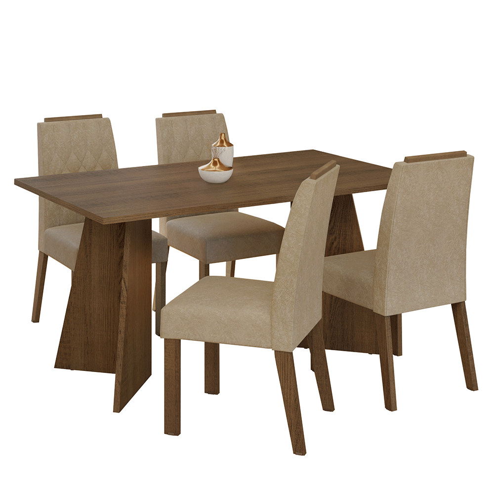 Juego de Comedor Encimera de Madera 4 Sillas Marrón/Imperial Tulum Madesa