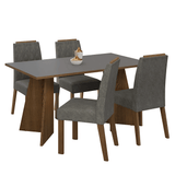 Juego de Comedor Encimera de Madera 4 Sillas Marrón/Gris/Silver Tulum Madesa