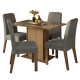 Conjunto de Comedor Encimera de Vidrio 4 Sillas Marrón/Silver Jasmin Madesa