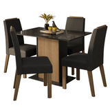 Conjunto de Comedor Encimera de Vidrio 4 Sillas Marrón/Negro/Oxford Jasmin Madesa