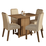 Conjunto de Comedor Encimera de Madera 4 Sillas Marrón/Imperial Acácia Madesa