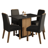 Conjunto de Comedor Encimera de Madera 4 Sillas Marrón/Negro/Oxford Acácia Madesa