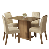 Conjunto de Comedor Encimera de Vidrio 4 Sillas Marrón/Imperial Pitanga Madesa