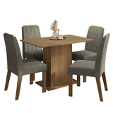 Conjunto de Comedor Encimera de Madera 4 Sillas Marrón/Silver Romã Madesa