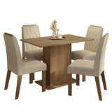 Conjunto de Comedor Encimera de Madera 4 Sillas Marrón/Imperial Romã Madesa