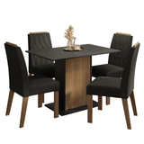 Conjunto de Comedor Encimera de Madera 4 Sillas Marrón/Negro/Oxford Romã Madesa