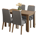 Conjunto de Comedor Encimera de Madera 4 Sillas Marrón/Silver Hera Madesa