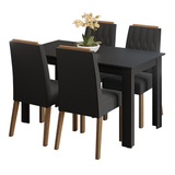 Conjunto de Comedor Encimera de Madera 4 Sillas Marrón/Negro/Oxford Hera Madesa