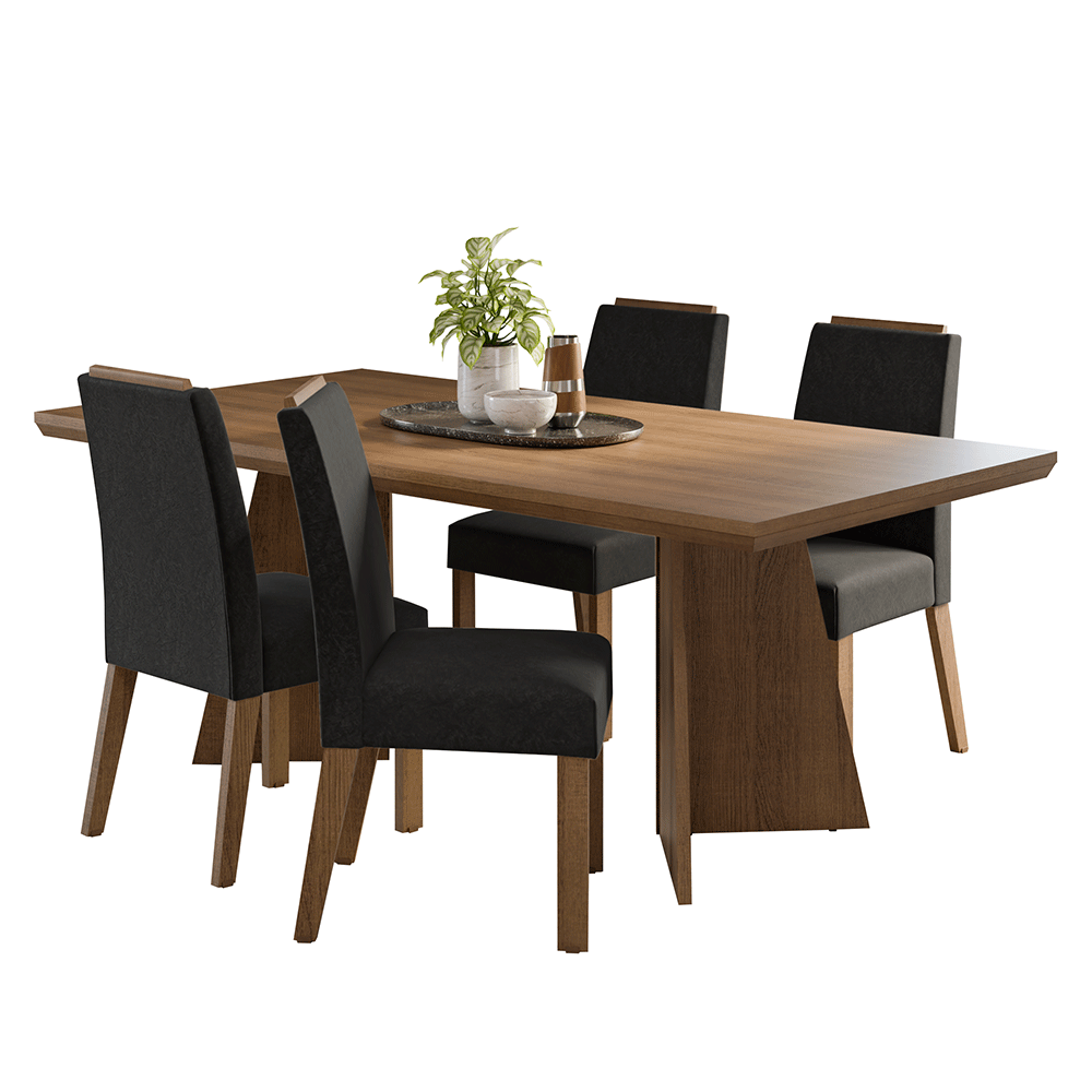 Conjunto de Comedor 4 Sillas /Oxford Arles Marrón Madesa