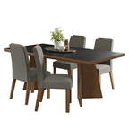 Conjunto de Comedor 4 Sillas Marrón/Negro/Silver Arles Madesa