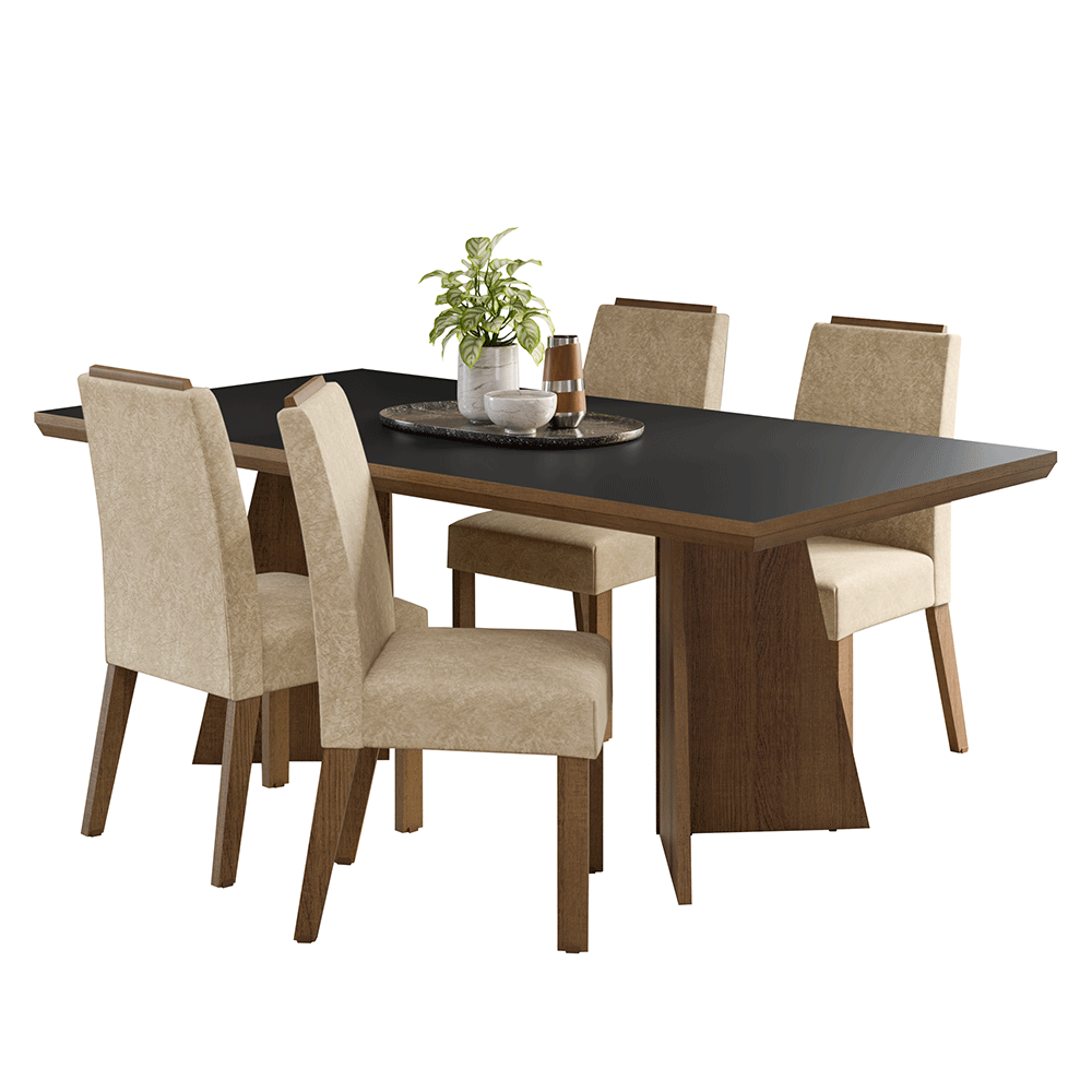 Conjunto de Comedor 4 Sillas Marrón/Negro/Imperial Arles Madesa