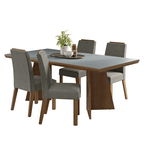 Conjunto de Comedor 4 Sillas Marrón/Gris/Silver Arles Madesa