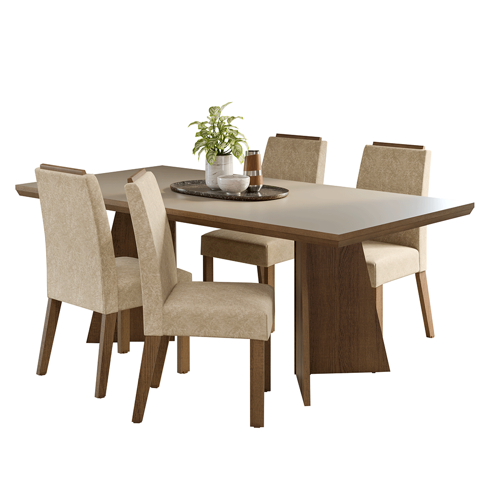 Conjunto de Comedor 4 Sillas Marrón/Crema/Imperial Arles Madesa