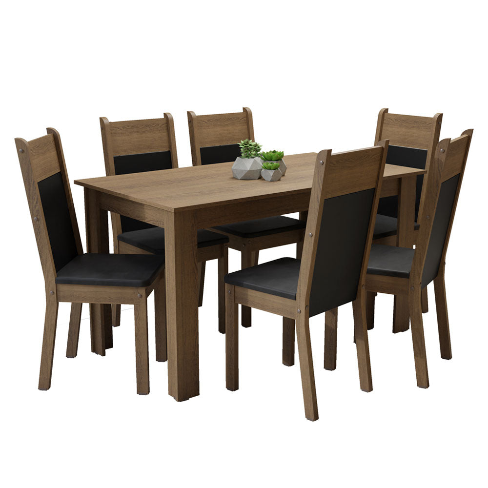 Juego de Comedor Mesa con Encimera de Madera 6 Sillas Marrón/Negro Medellin