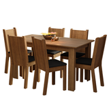 Juego de Comedor Analu Mesa con Encimera de Madera y 6 Sillas Marrón/Negro