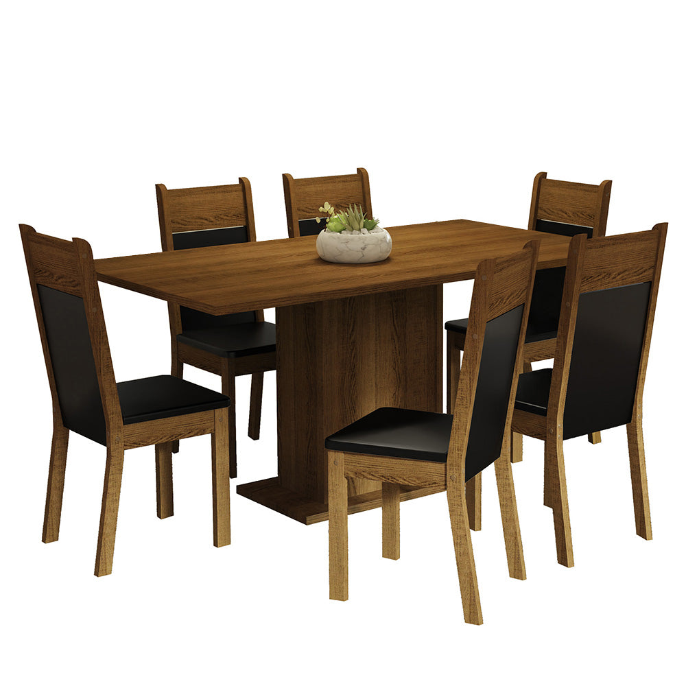 Juego de Comedor Mesa con Encimera de Madera 6 Sillas Marrón/Negro Augusta