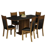 Juego de Comedor Mesa con Encimera de Madera 6 Sillas Negro/Marrón Augusta