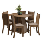 Juego de Comedor Mesa Encimera de Madera 6 Sillas Marrón/Crema/Beige Sharon