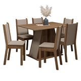 Juego de Comedor Mesa Encimera de Madera 6 Sillas Marrón/Crema/Beige Wendy