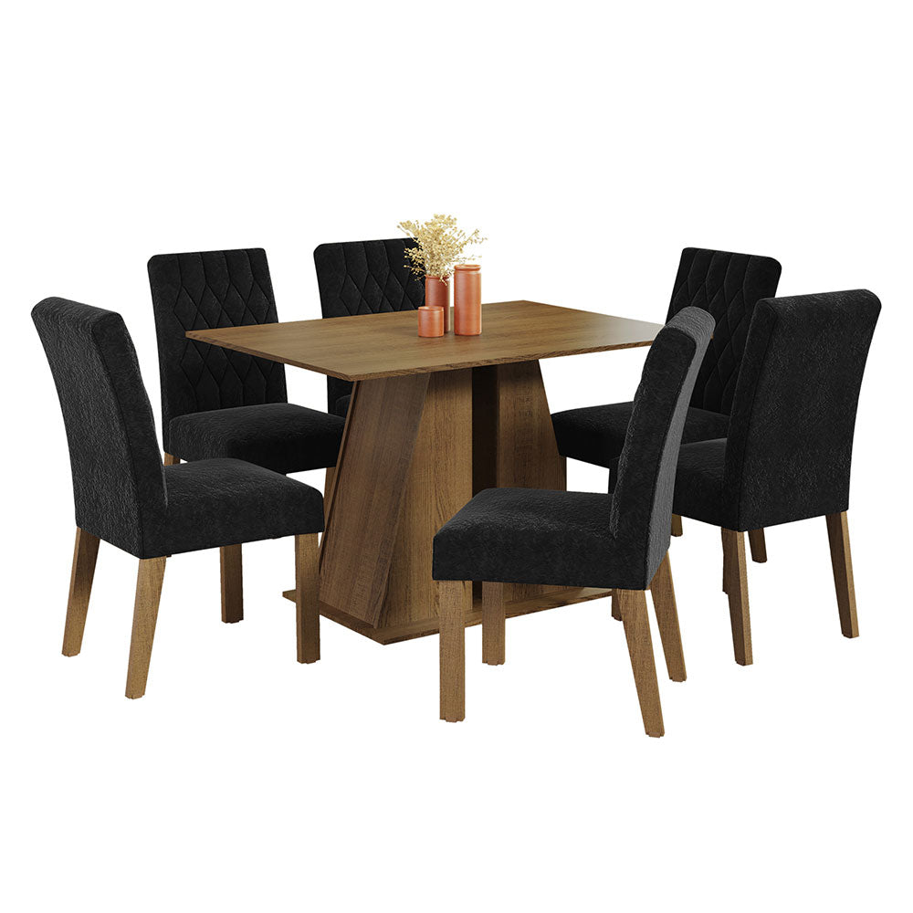 Juego de Comedor Mesa Encimera de Madera 6 Sillas Marrón/Oxford Fabiana