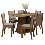 Juego de Comedor Mesa Encimera de Madera 6 Sillas Marrón/Beige Wendy