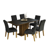 Juego de Comedor Mesa con Encimera de Madera 6 Sillas Marrón/Negro/Oxford Hanna Madesa