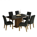 Conjunto de Comedor con Encimera Vidrio 6 Sillas Marrón/Negro/Oxford Geórgia Madesa