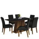 Juego de Comedor Mesa con Encimera de Madera 6 Sillas Marrón/Negro/Oxford Britney Madesa