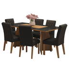 Conjunto de Comedor con Encimera Vidrio 6 Sillas Marrón/Negro/Oxford Marissa Madesa