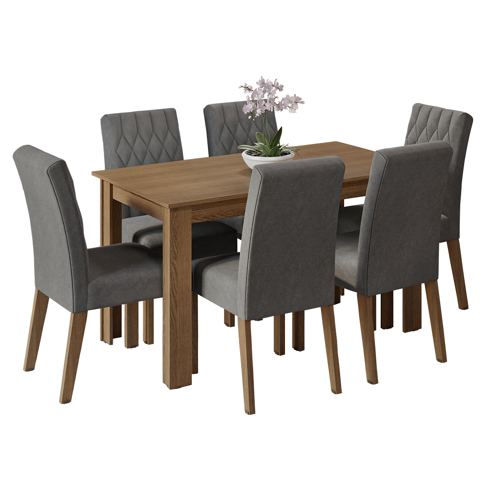 Conjunto de Comedor 6 Sillas Marrón/Silver Allegro Madesa