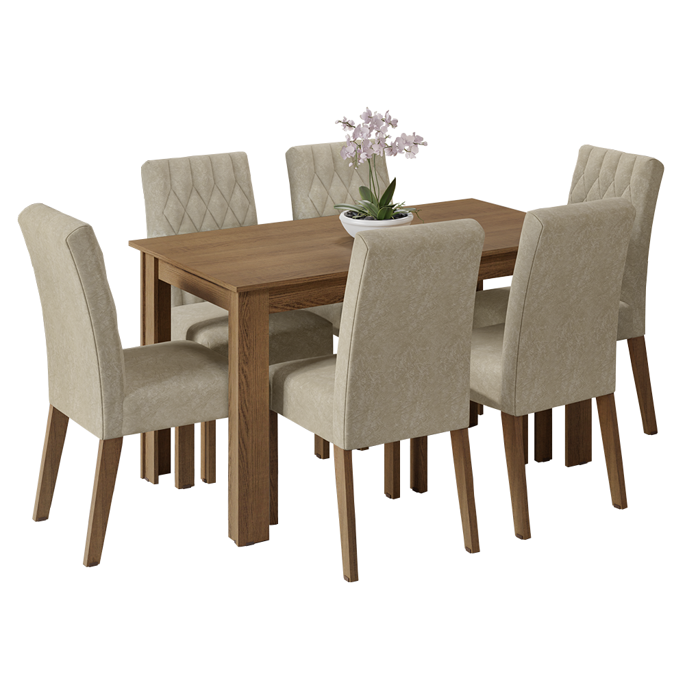 Juego de Comedor Mesa con Encimera de Madera 6 Sillas Marrón/Imperial Allegro