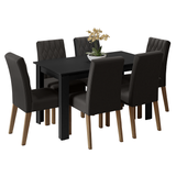 Juego de Comedor Mesa con Encimera de Madera 6 Sillas Marrón/Negro/Oxford Allegro
