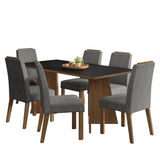 Juego de Comedor Encimera de Madera 6 Sillas Marrón/Negro/Silver Minsk Madesa