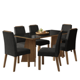 Juego de Comedor Encimera de Vidrio 6 Sillas Marrón/Negro/Oxford Amalfi Madesa