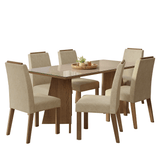 Juego de Comedor Encimera de Vidrio 6 Sillas Marrón/Crema/Imperial Amalfi Madesa