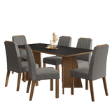 Juego de Comedor Encimera de Madera 6 Sillas Marrón/Negro/Silver York Madesa