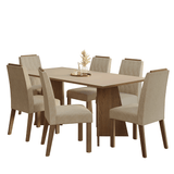 Juego de Comedor Encimera de Madera 6 Sillas Marrón/Crema/Imperial York Madesa
