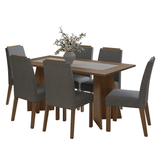 Juego de Comedor Encimera de Madera 6 Sillas Marrón/Silver Soho Madesa