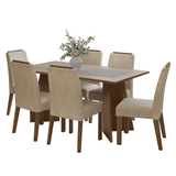 Juego de Comedor Encimera de Madera 6 Sillas Marrón/Crema/Imperial Soho Madesa