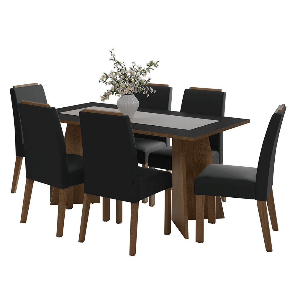 Juego de Comedor Encimera de Madera 6 Sillas Marrón/Negro/Oxford Soho Madesa
