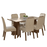 Conjunto de Comedor Encimera de Vidrio 6 Sillas Marrón/Crema/Imperial Madrid Madesa