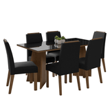 Conjunto de Comedor Encimera de Vidrio 6 Sillas Marrón/Negro/Oxford Madrid Madesa